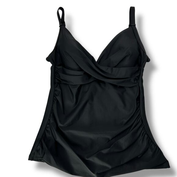 NEW DKNY Black Tankini Swimsuit Set Size Small / Medium Twist Front Mid Rise NWT - Picture 4 of 11